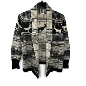 Cremie Reindeer Open Cardigan Sweater wear it all winter size medium